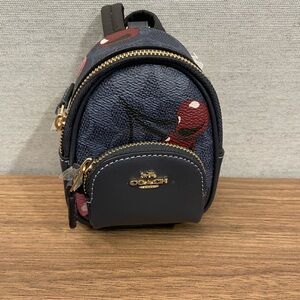 Coach Mini Court Backpack Bag Charm Canvas Cherry Print CZ086 New